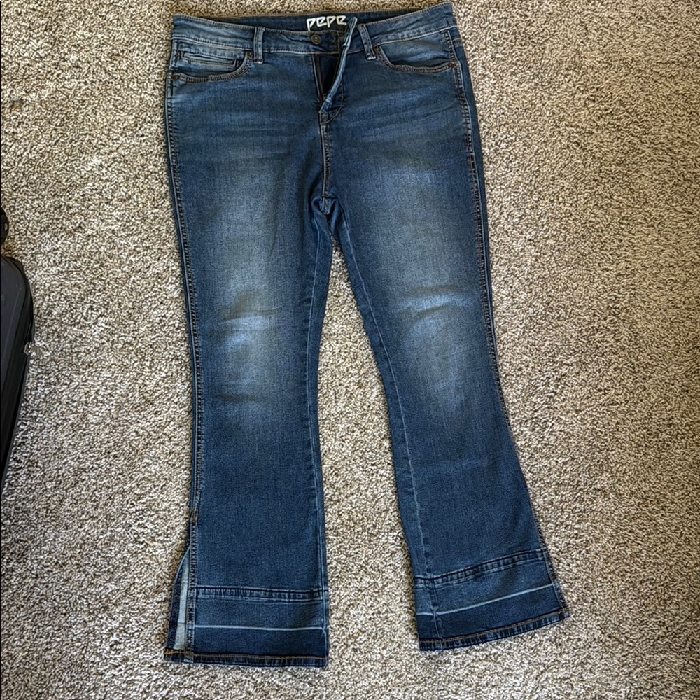Pepe Jeans Blue Flare Wide Leg Denim